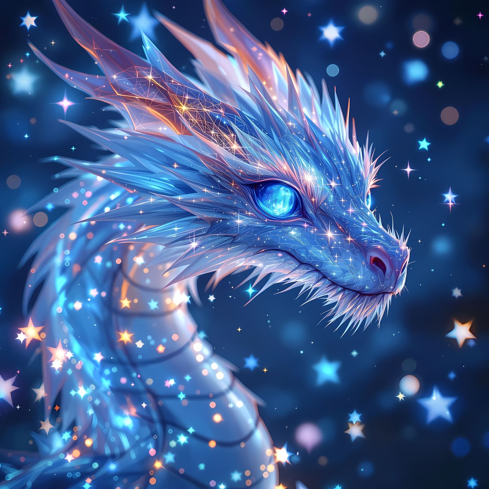 Bioluminescent Dragon Portrait in Anime Fantasy Style