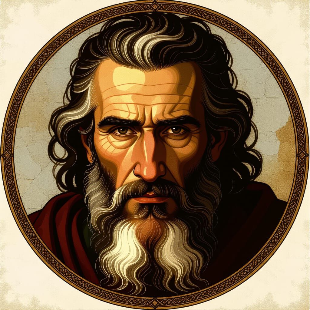 Mosaic Portrait with Dramatic Lighting