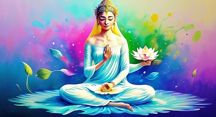 Goddess Meditating on Milk in Textured Speed Paint