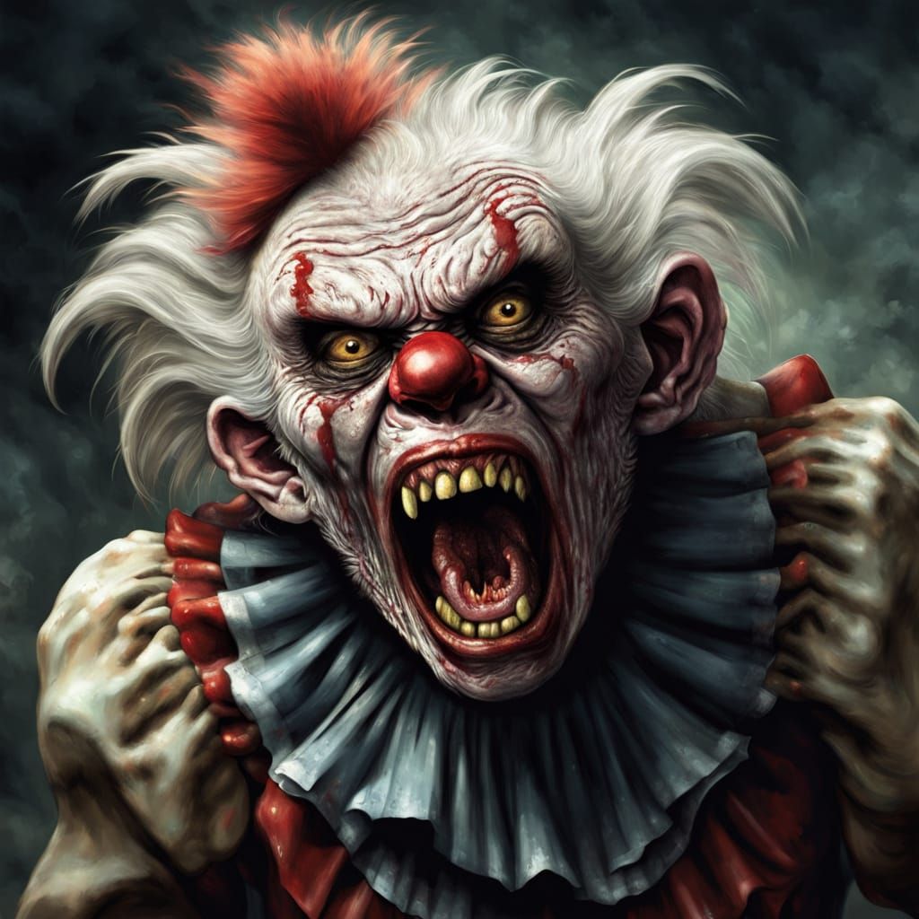 Elderly Female Zombie in a Cyberpunk Horror Scene