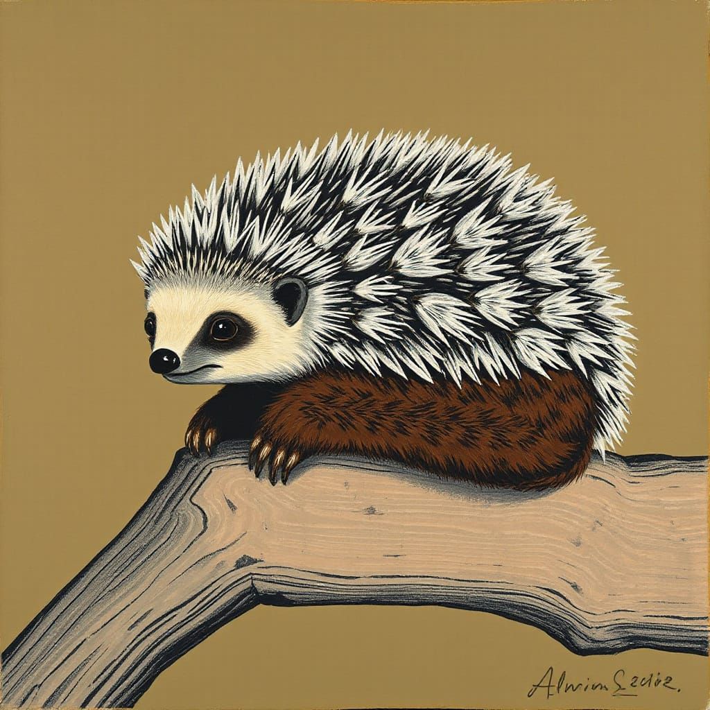 Hedgehog Sloth Hybrid in Soutine and Matisse Style