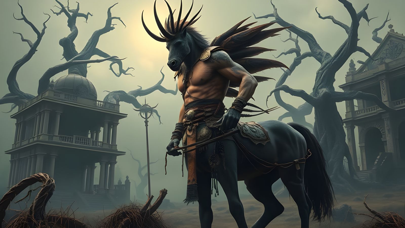 War Centaur in Dark Surrealist Style