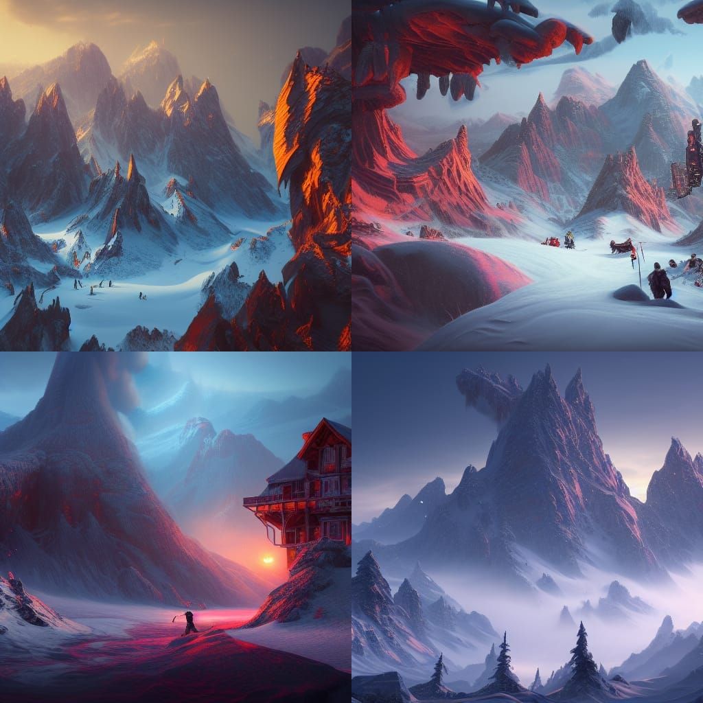 Detailed Ski Scene in Fantasy Concept Art Style