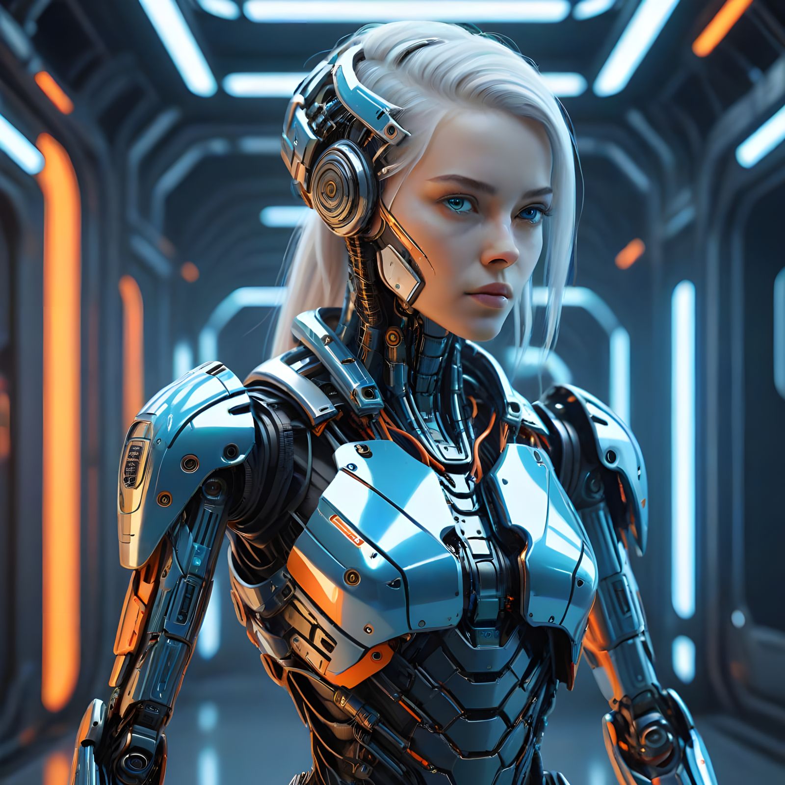 Surreal Cybernetic Goddess Embodies Futuristic Robotics