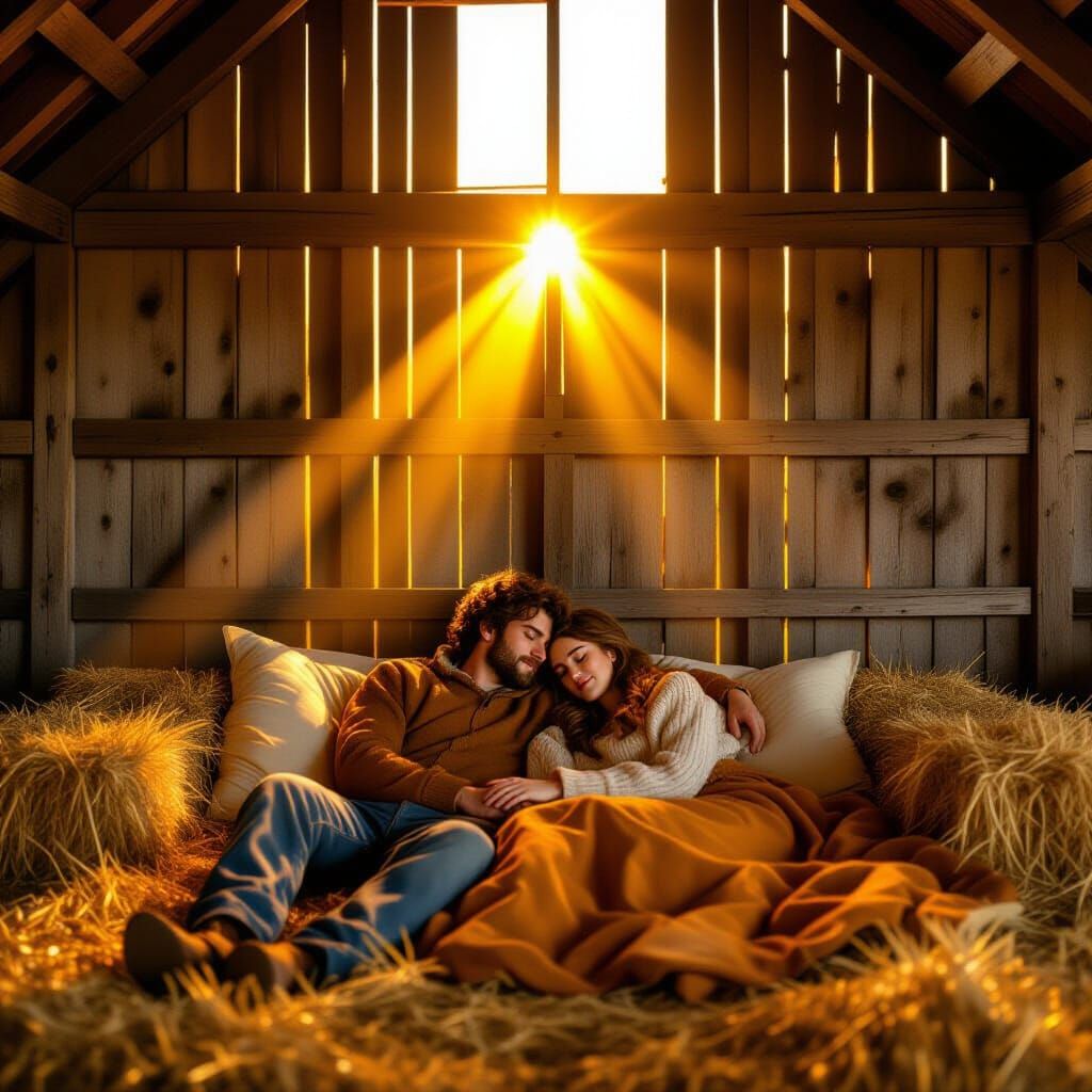 Rustic Barn Scene in Warm Cinematic Style