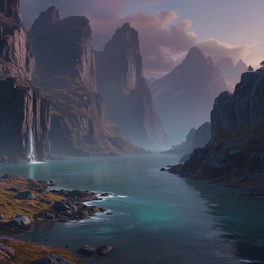 Mystical Norway Coastline with Northern Lights