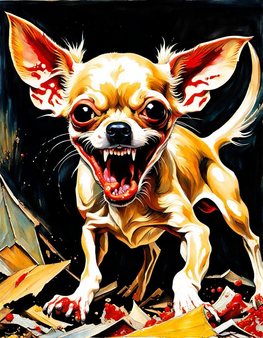 Demonic Chihuahua Splatterpunk Horror Close-Up