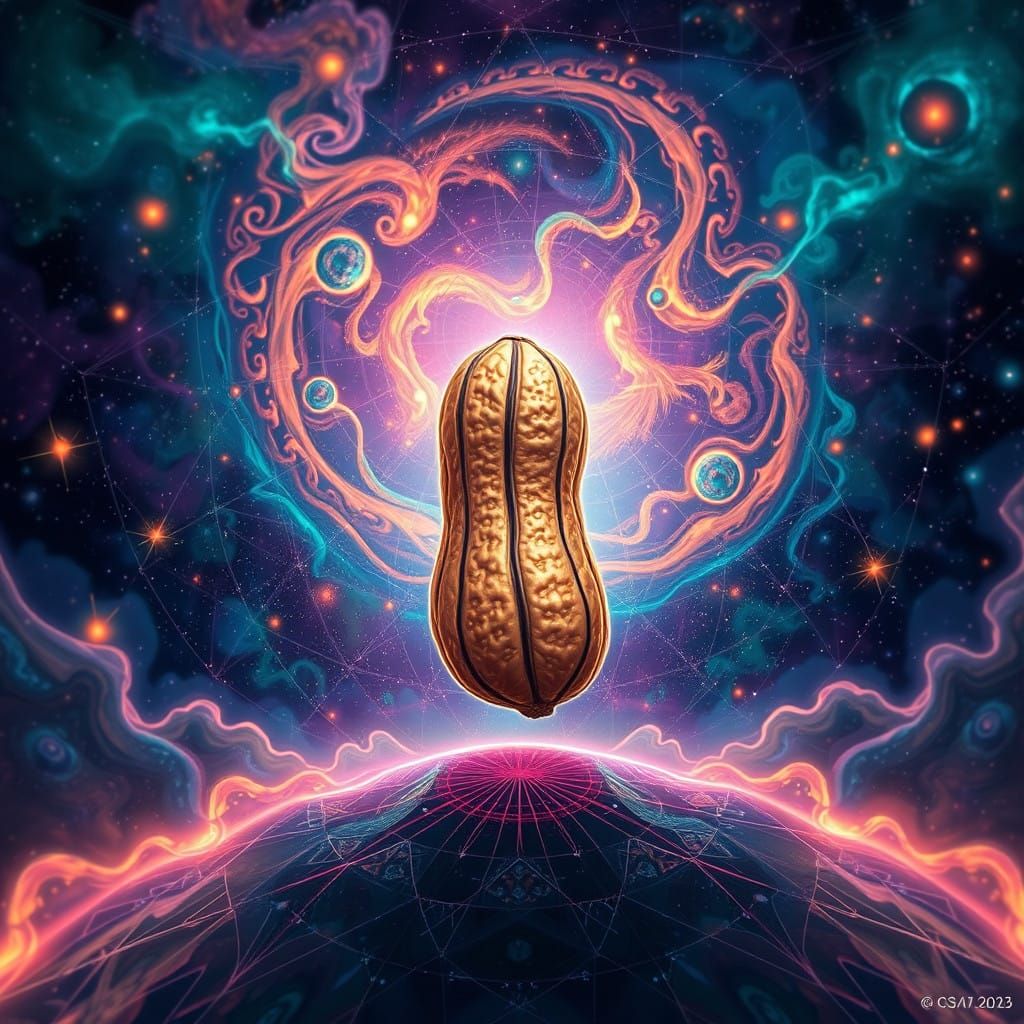 Surreal Peanut Radiates Cosmic Energy in Vibrant Holographic...