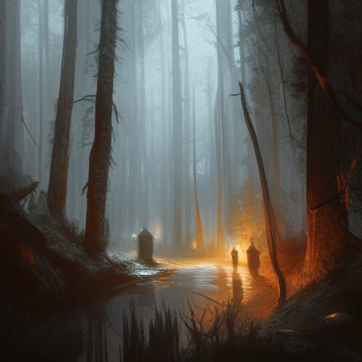 Enchanted Cabin in Dark Fantasy Style