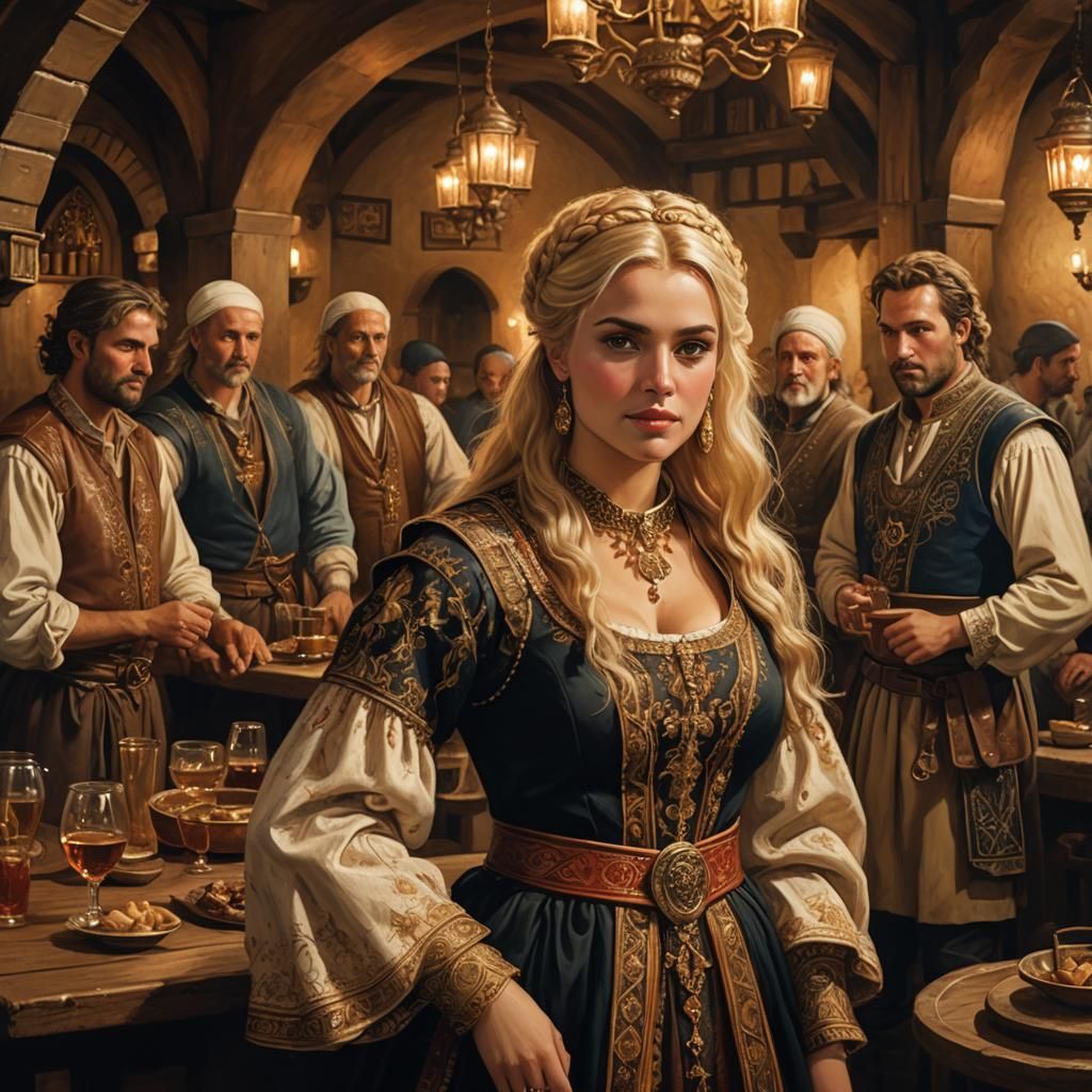 Enchantress of Medieval Albania in Oil Painting Style