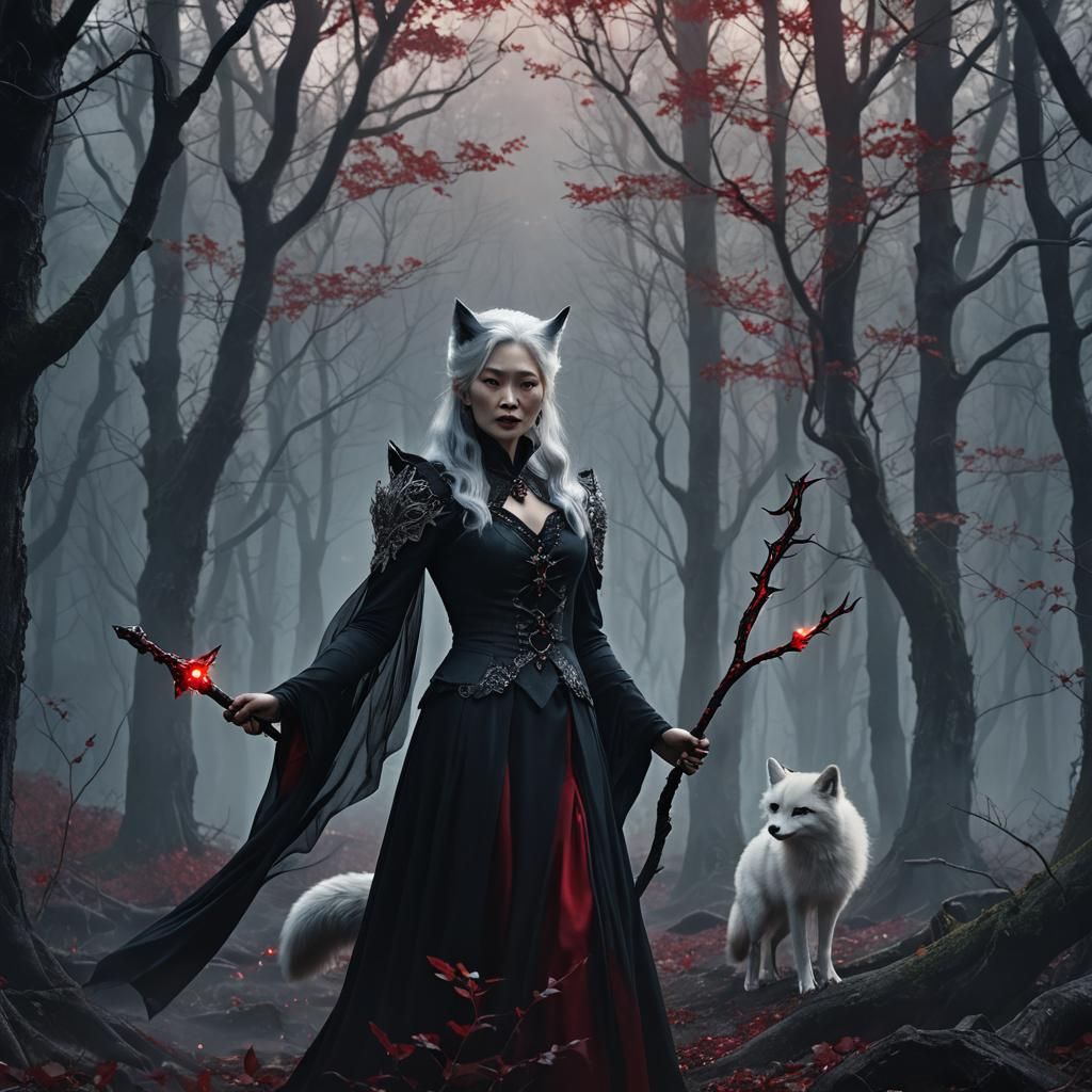 Vampire Queen in Mystical Forest, Digital Concept Art