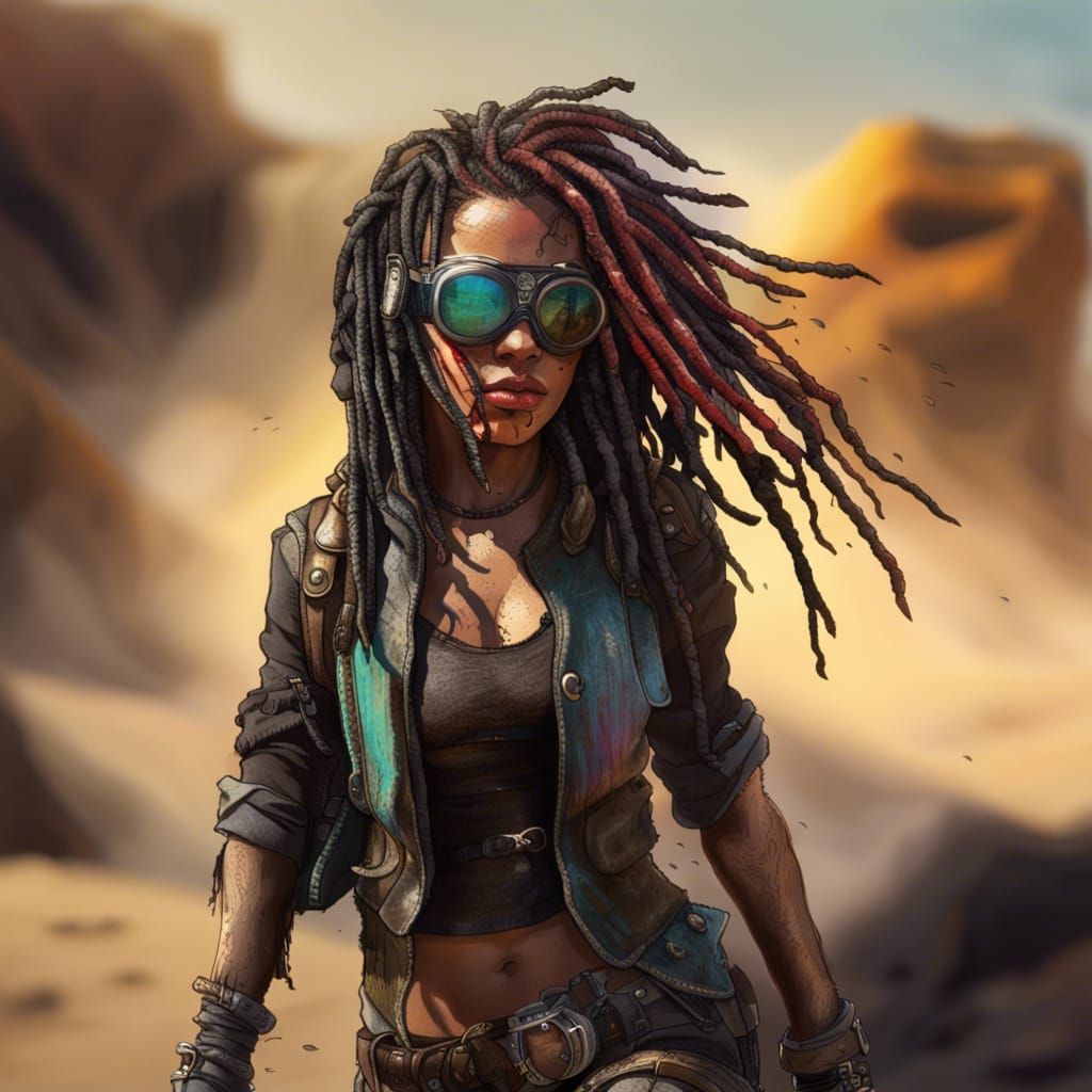 Apocalyptic Steampunk Survivor in the Desert