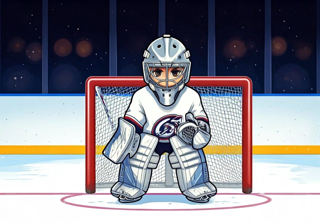 Chibi Ice Hockey Goalie in Anime Style