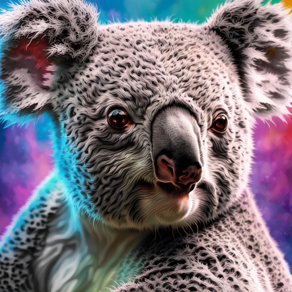 Hyperrealistic Double Exposure Koala Splash Art