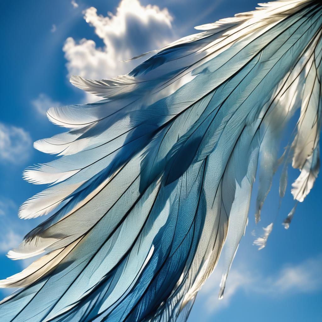 Surreal Wing Against Bright Blue Sky