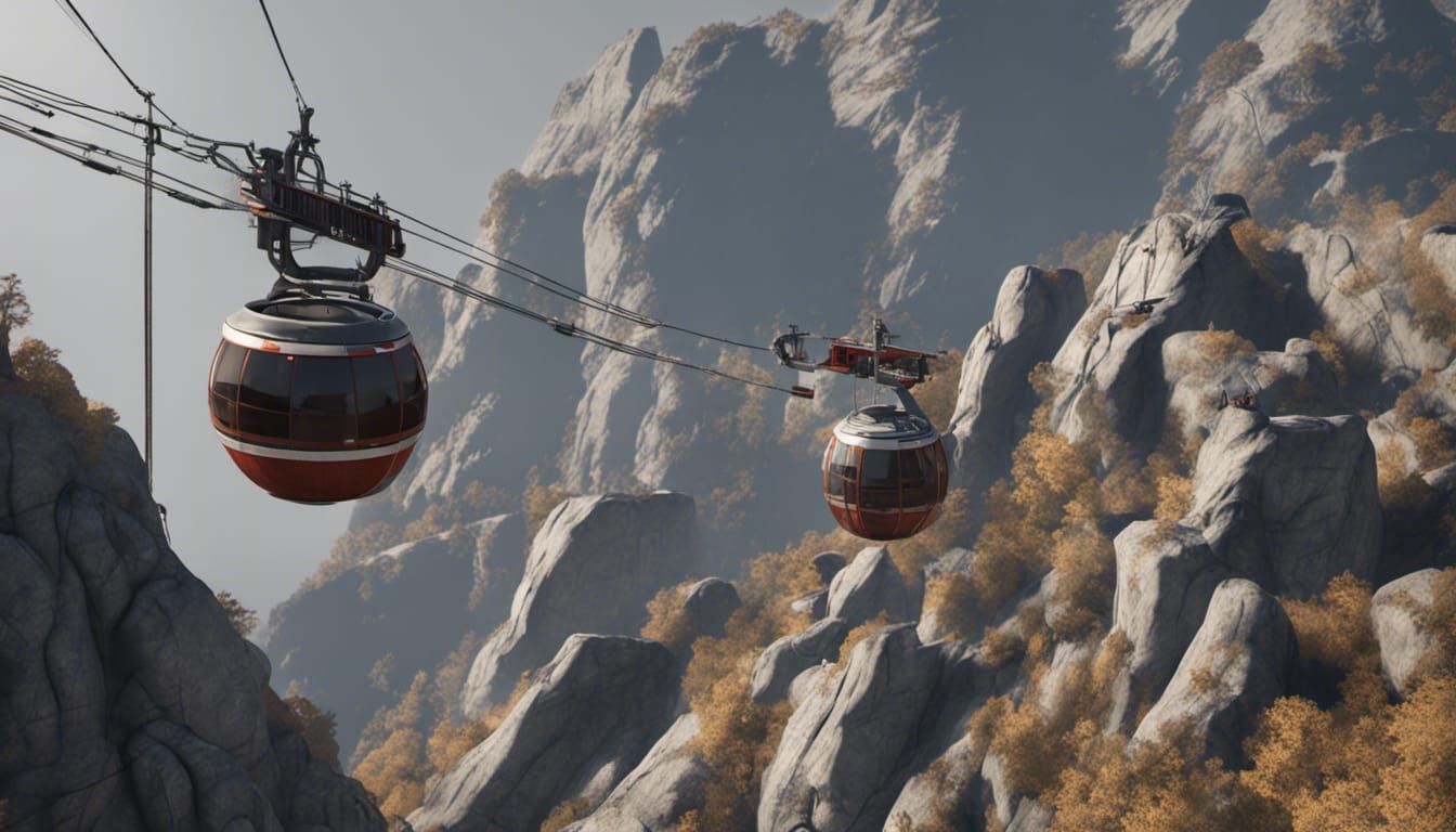 Mountain Ropeway with Wrecking Balls in 3D