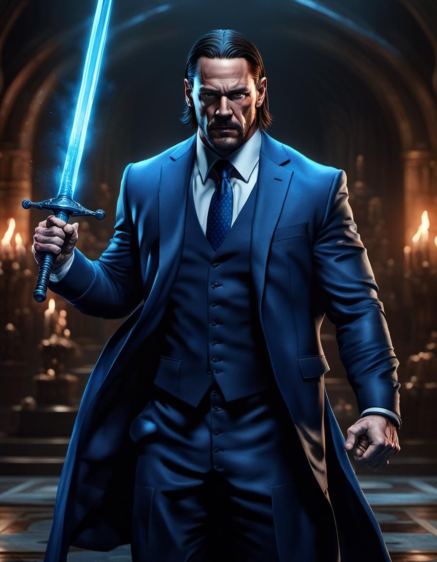 Dark Fantasy Portrait with Sword and Spell