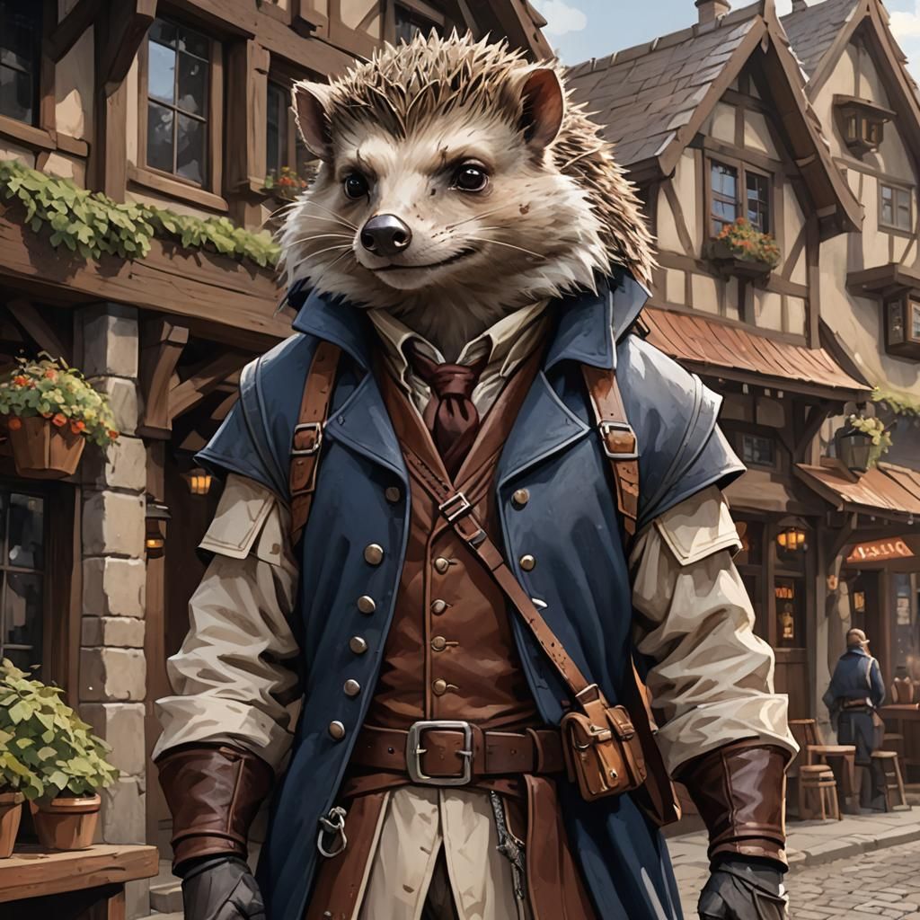 Medieval Hedgehog Concept Art in Dark Fantasy Style