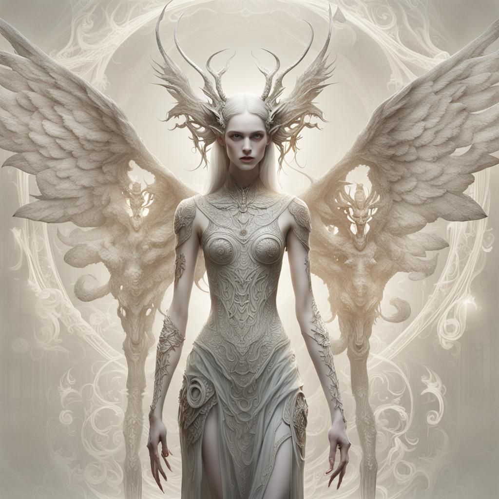 Devil Angel: Porcelain Beauty with Demonic Tattoos