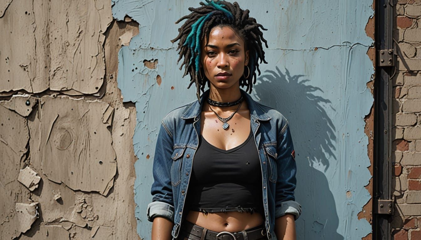 Rebellious Rasta Woman in Post-Apocalyptic Style