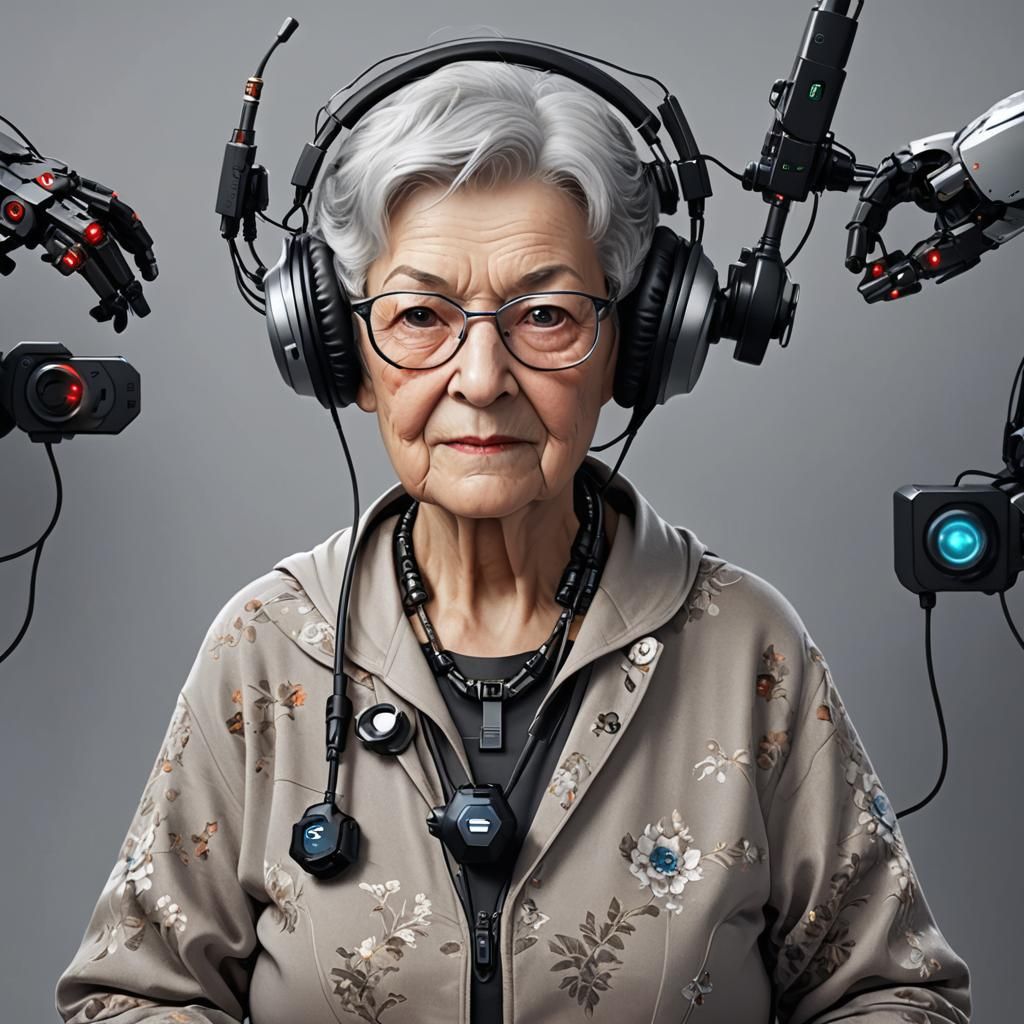 Cyborg Granny: A Futuristic Portrait