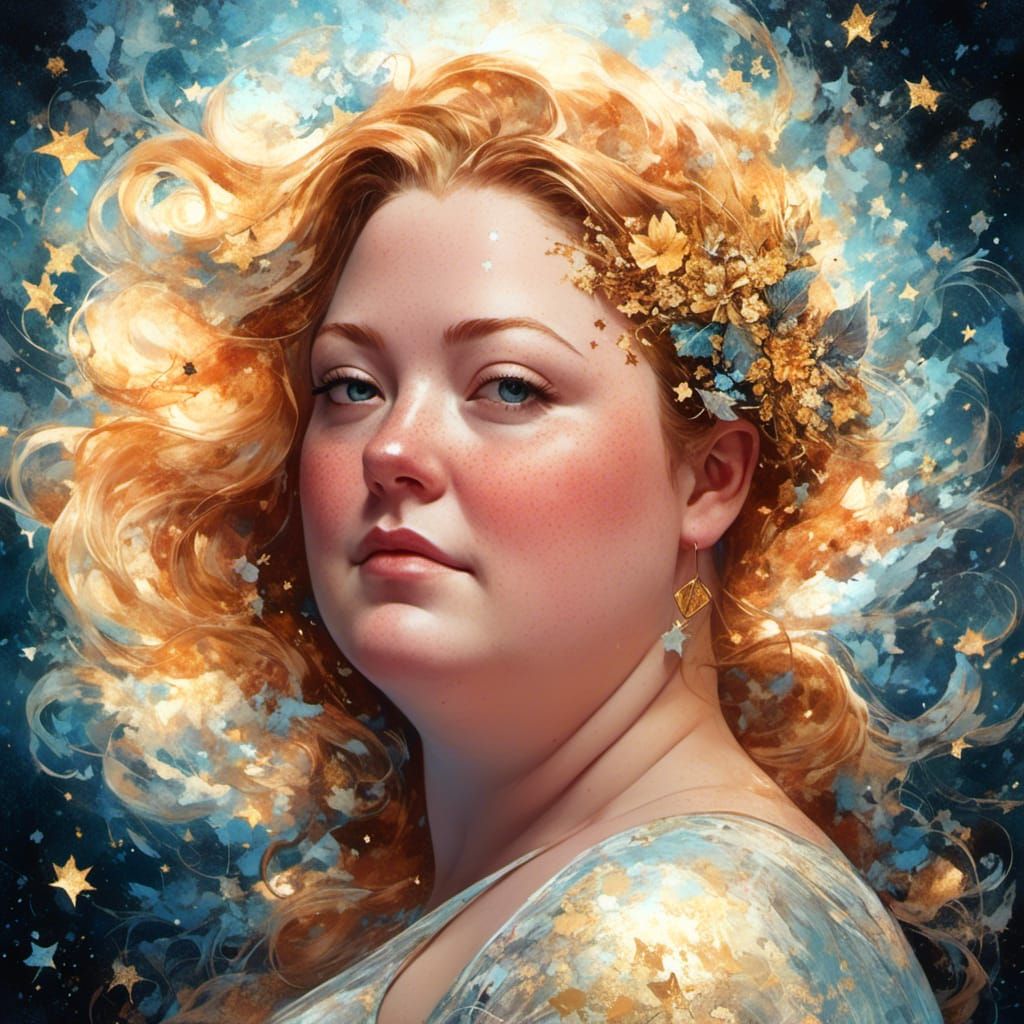 Celestial Portrait of a Woman Made of Stars