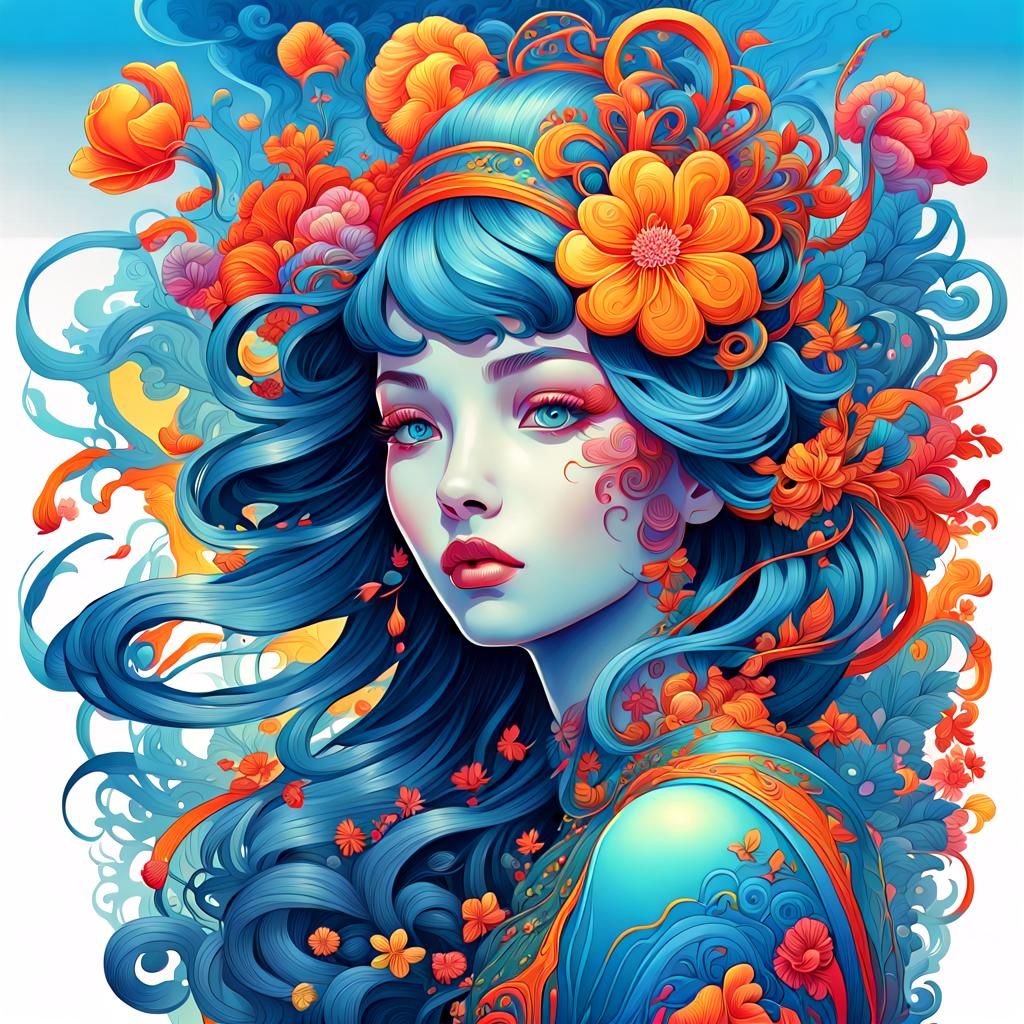 Elaborate Floral Vector Art in Art Nouveau Style