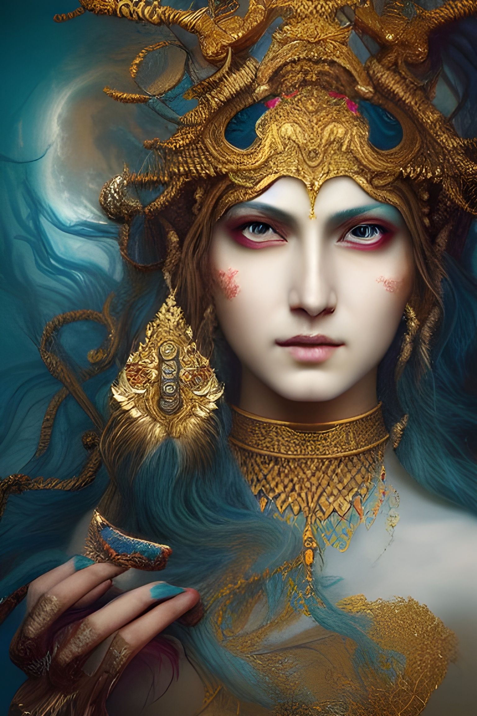 Celestial Portrait of Parvati in Fantasy Art Style