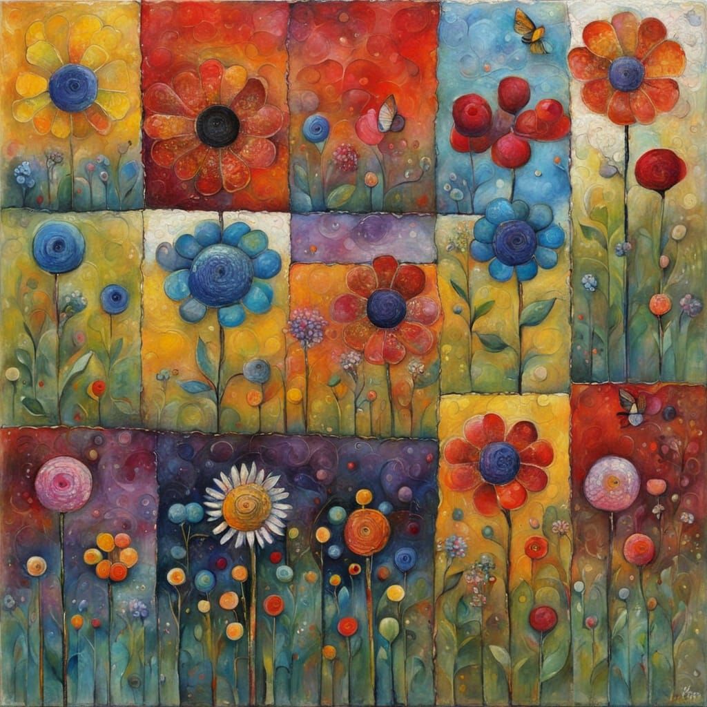 Seasons Dance in Textured Naive Encaustic Art