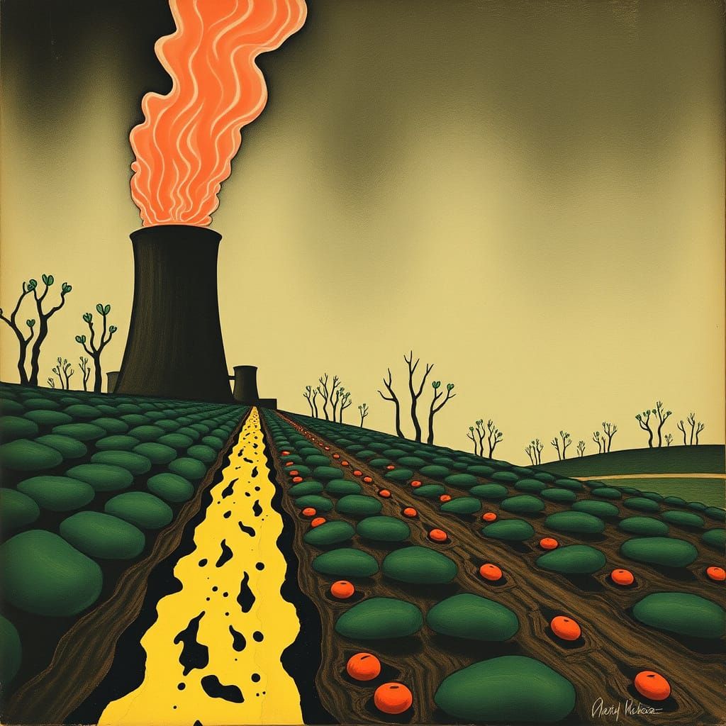 Surreal Nuclear Reactor Garden, Expressionist Fauvist Style