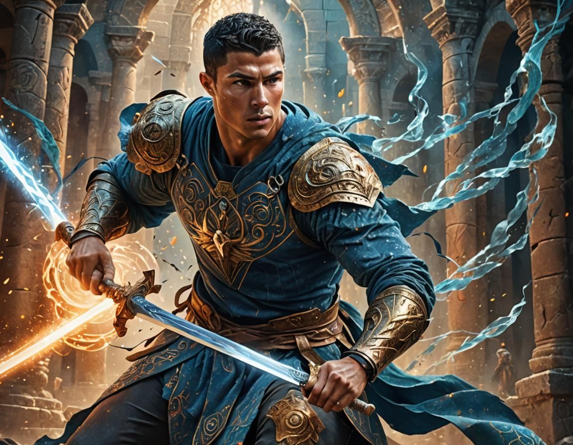 Cristiano Ronaldo as Mythical Warrior in Arena