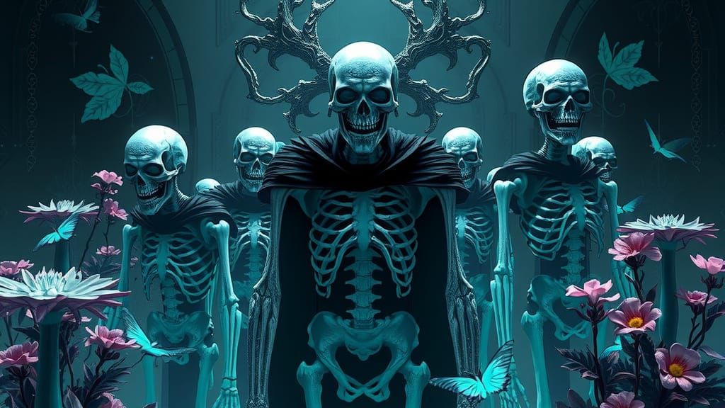 Bone Collector's Gothic Garden: Cosmic Horror Illustration