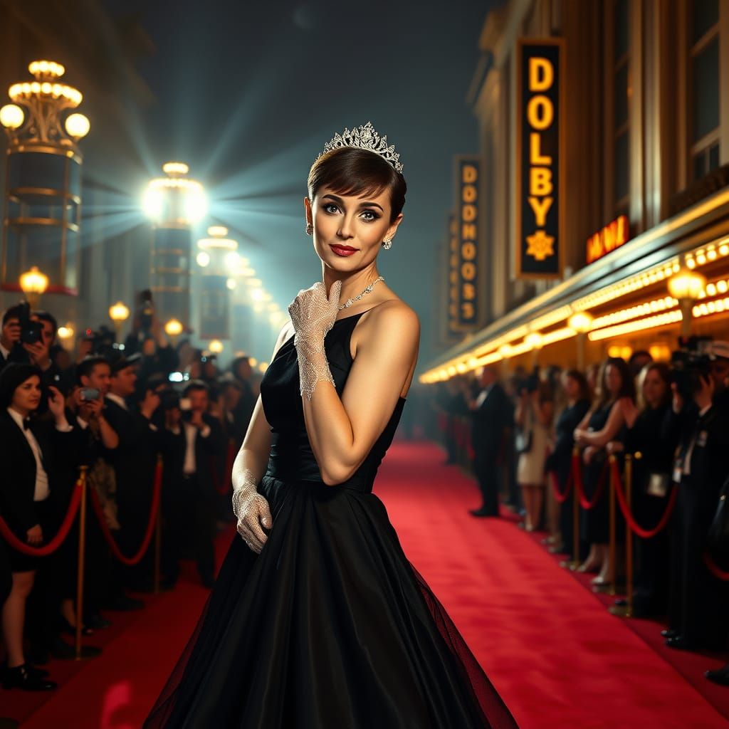 Glamorous Old Hollywood Starlet on Oscar Night