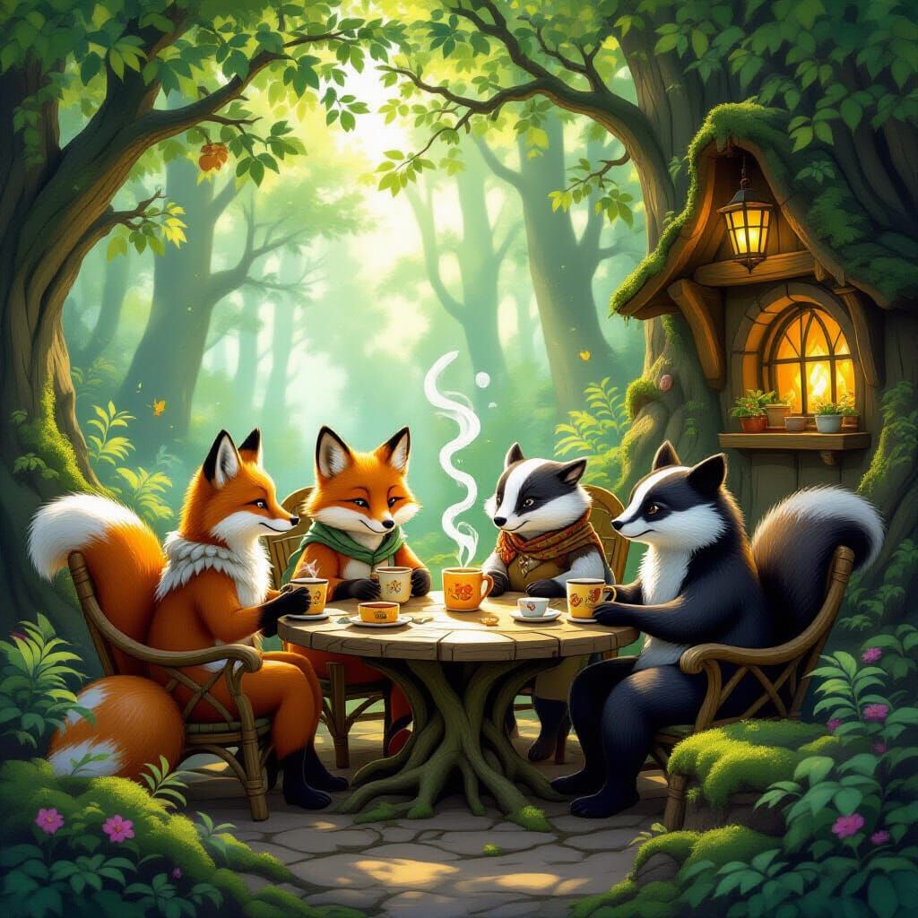 Whimsical Woodland Cafe with Enchanted Brews