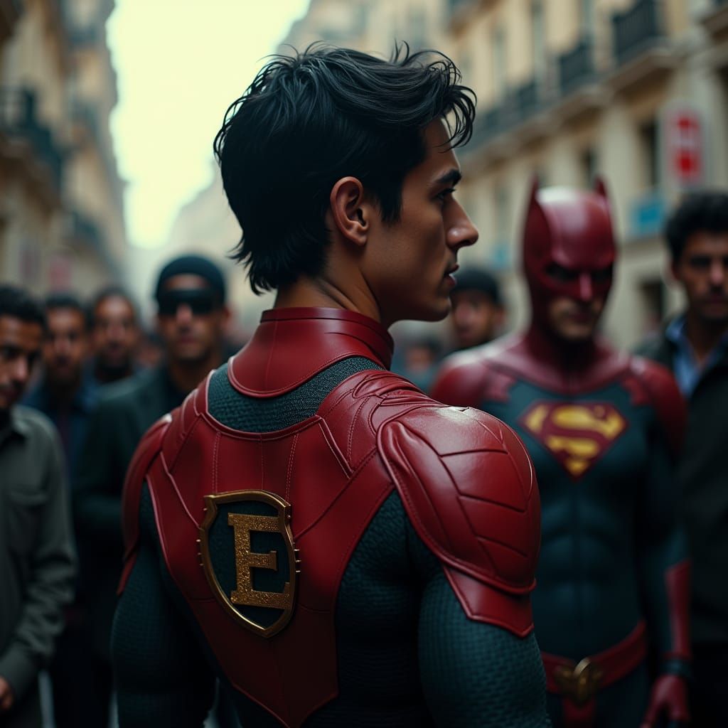 Superhero Unveiling in Dramatic Cinematic Style