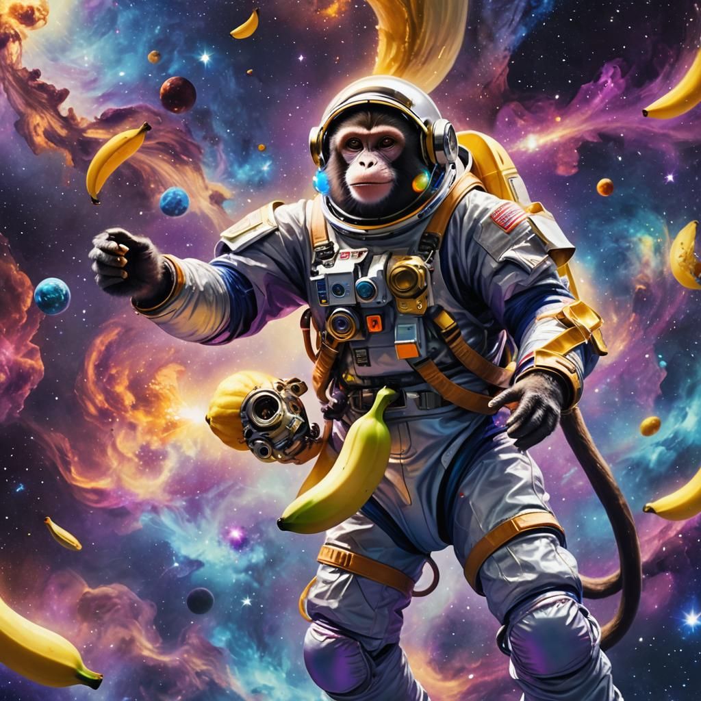 Monkey in Spacesuit with Glowing Banana, Concept Art
