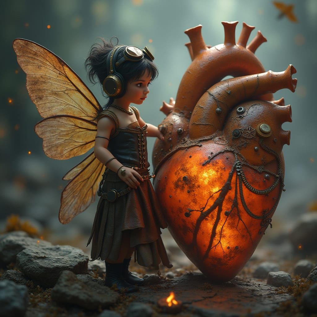 Steampunk Fairy Repairs Clockwork Heart