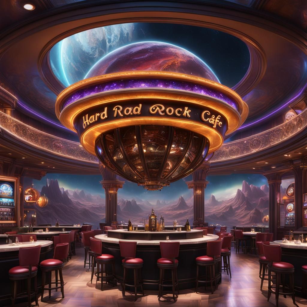 Hard Rock Cafe on Saturn: Detailed Matte Painting