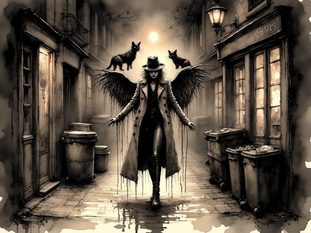 Mystical Cat Person Emerges in Parisian Alleyway at Night