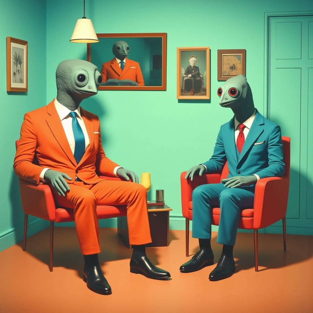Surreal Business Meeting in a Digital Painting Style