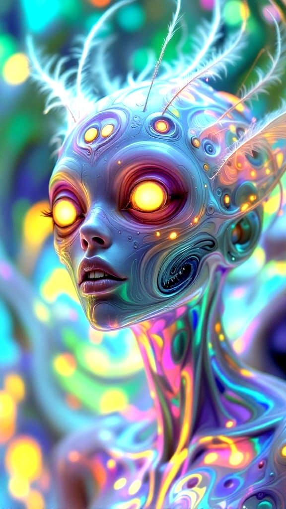 Psychedelic Entity with Fractal Geometric Shapes
