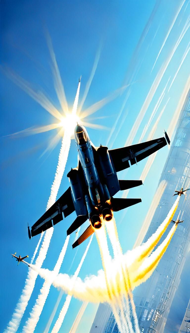 F-14 Tomcat Soaring in an Oil Painting