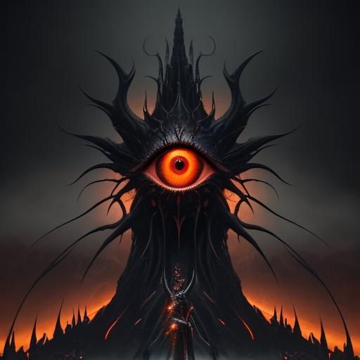 Towering Eye of Sauron: Detailed Fantasy Concept Art