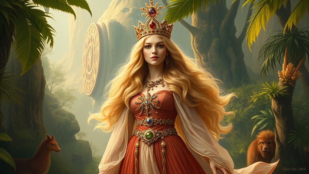 Lemurian Monarch in Primeval Landscape, Academic Style