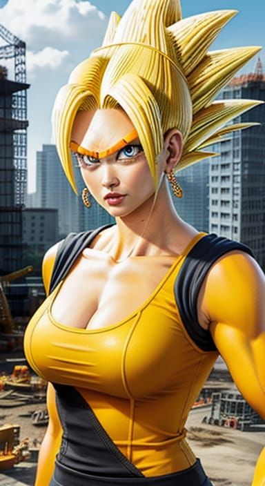 Dragonball Spongebob Portrait in Construction Site