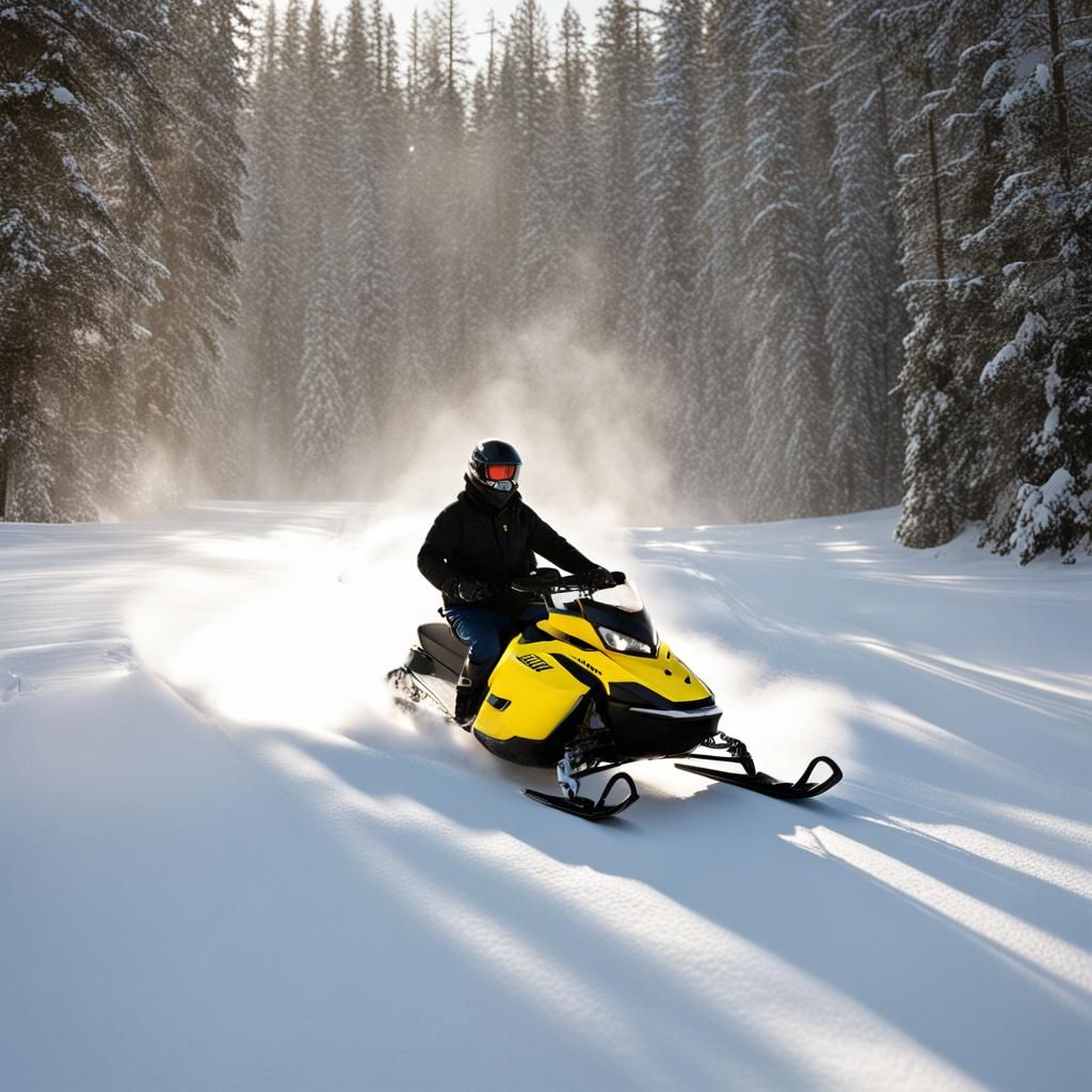 Snowmobile Adventure on a Winter Landscape
