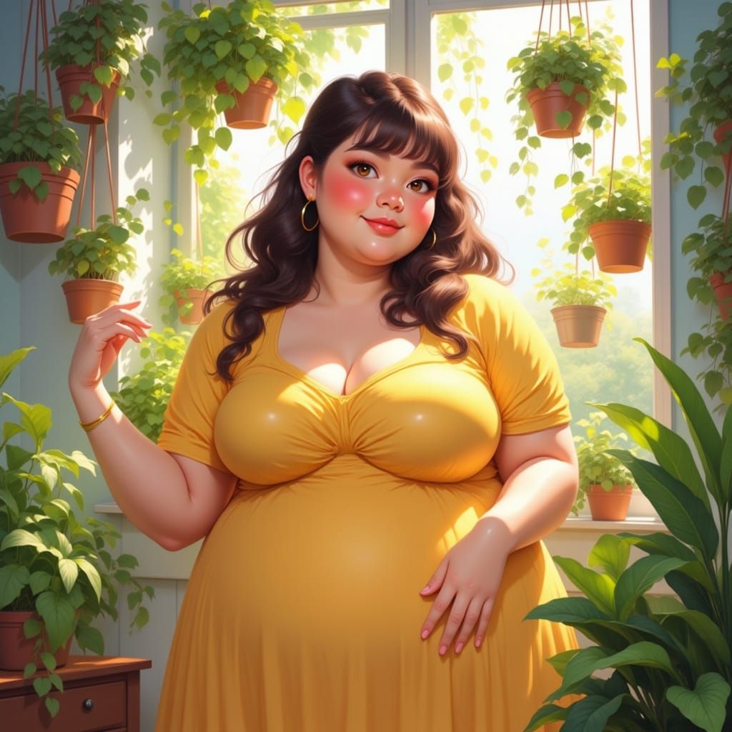 Chubby K-Pop Idol in a Dreamy Garden Oasis