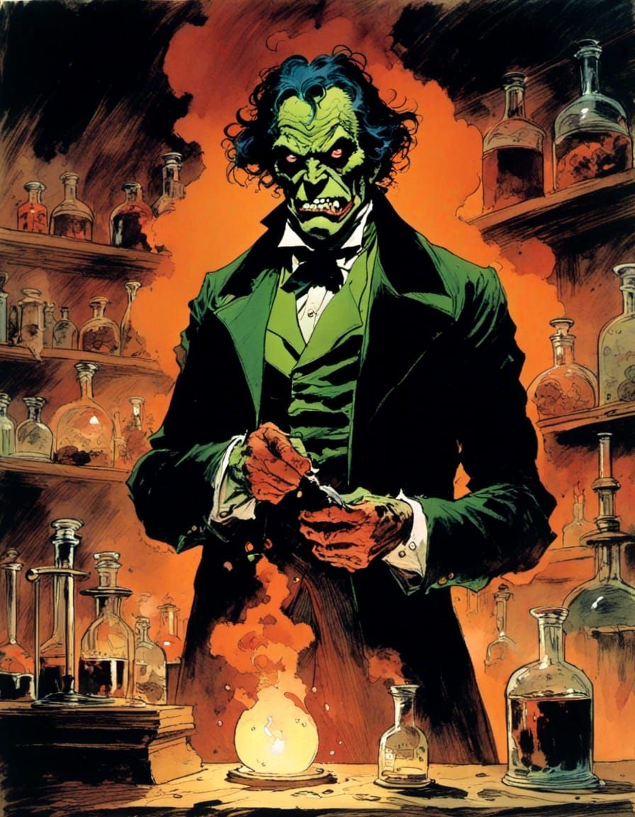 Sinister Mr. Hyde Portrait in Comic Style