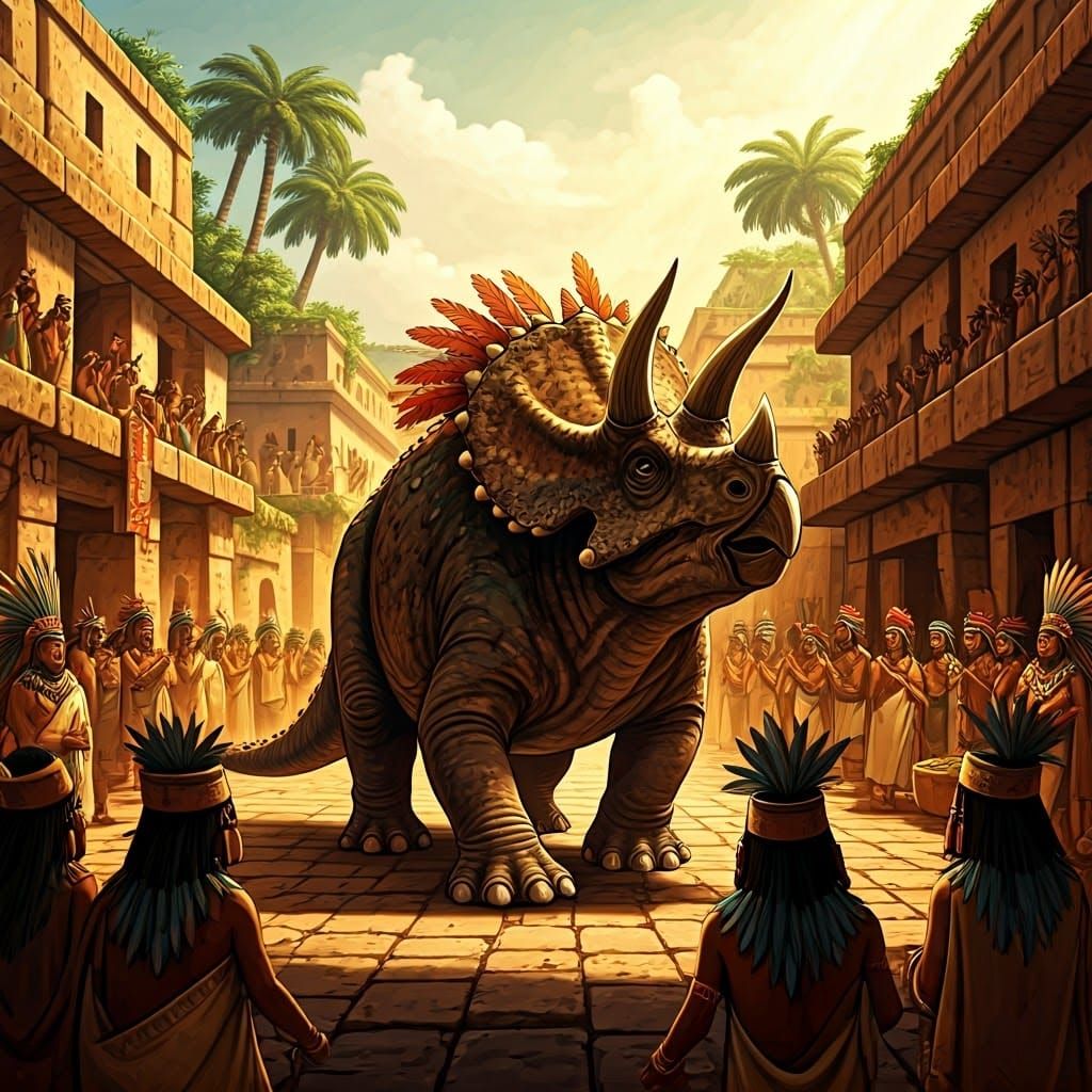 Aztec Town Celebrates Triceratops Parade