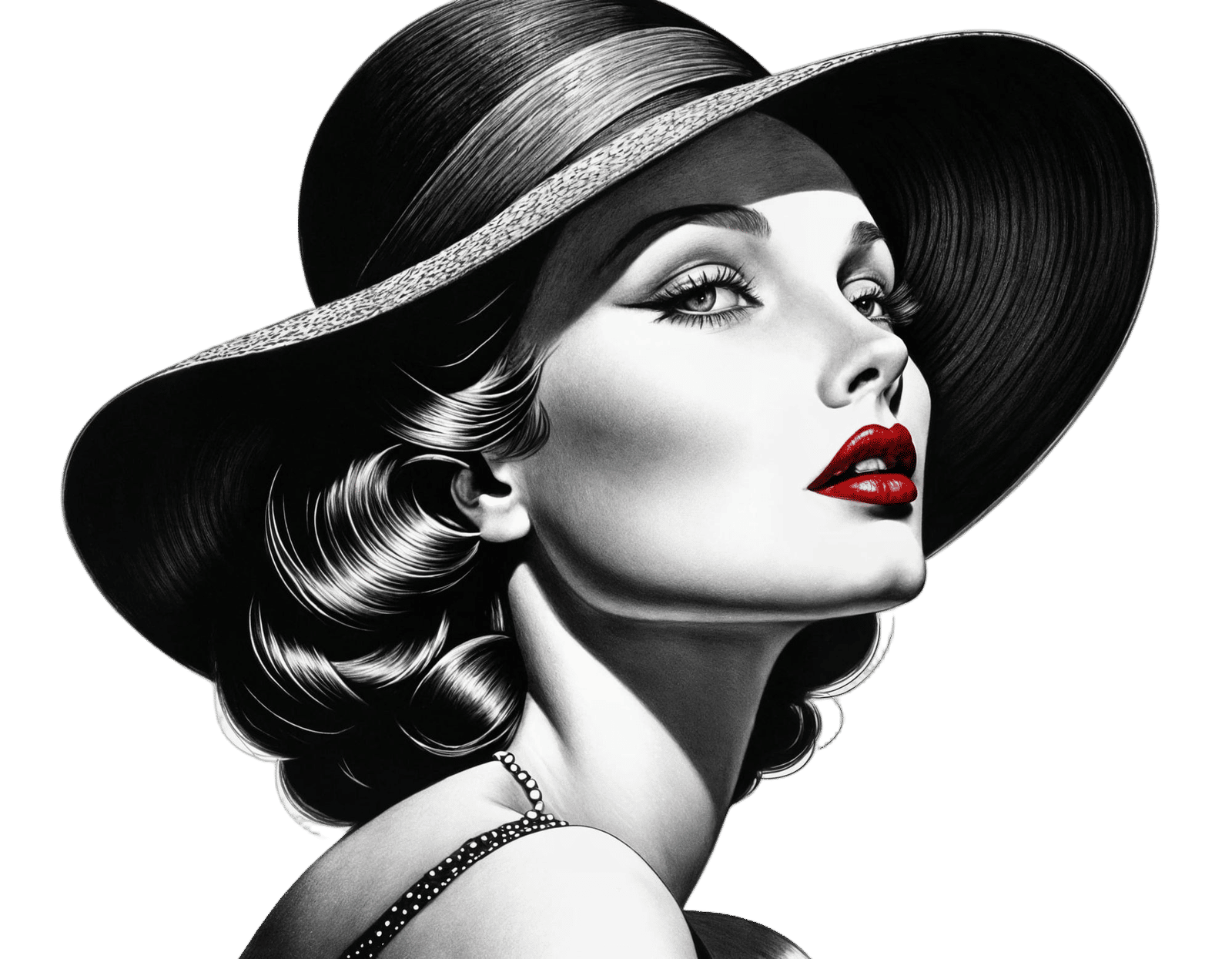 1930s Fashion Portrait in Stippling Style